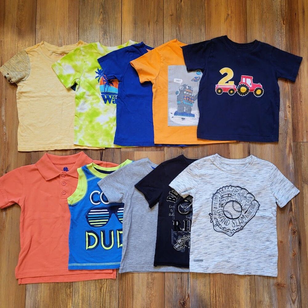 Boys 2T Shirts Lot - 10 Short Sleeve T-Shirts Tank Tops Toddler Spring Summer